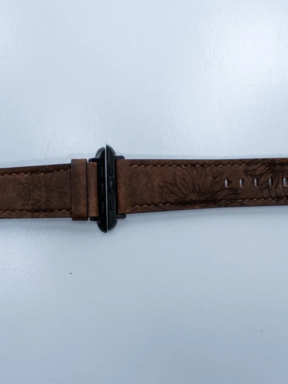 Bandsie Engraved Leather Apple Watch Band 45 44 49 42 38 41 40mm Coffee
